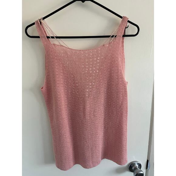 Alice + Olivia 100% Silk Tank Top Dusty Rose Pink Knit Cami - Picture 3 of 5